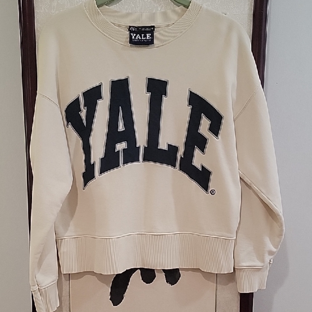 Zara Cream Sweatshirt with Navy Logo